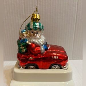 Vintage The Brass Key Christmas Treasures Classic Car Santa Ornament
